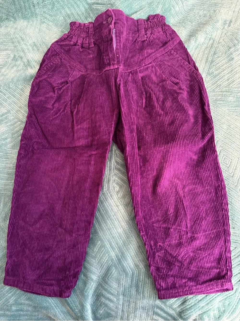 90s Kids Purple Corduroy Paperbag Waist Pants